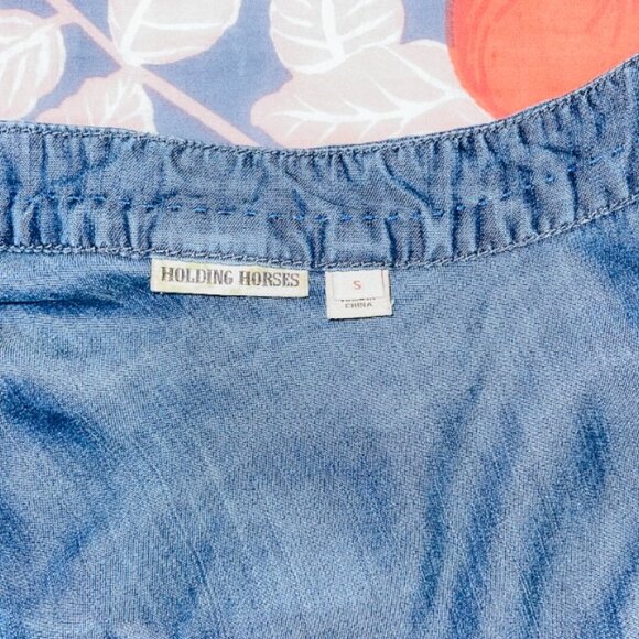 Anthropologie Stitched Chambray Vest By Holding Horses Size S - Picture 3 of 5